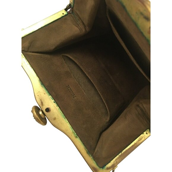 Vintage Handcrafted Leather Purse With Ornate Brass Clasp - Picture 10 of 11